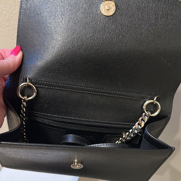 VERSACE Black Leather Gold Chain Crossbody - Picture 6 of 12